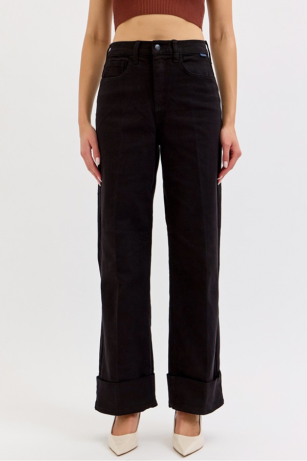 High Rise Wide Leg with Self High Cuffed Hem